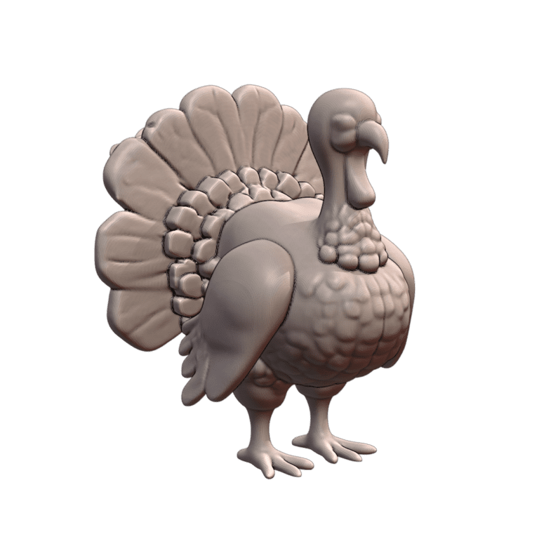 Classic Holiday Turkey with Detailed Feathers for Thanksgiving Display MineeForm FDM 3D Print STL File