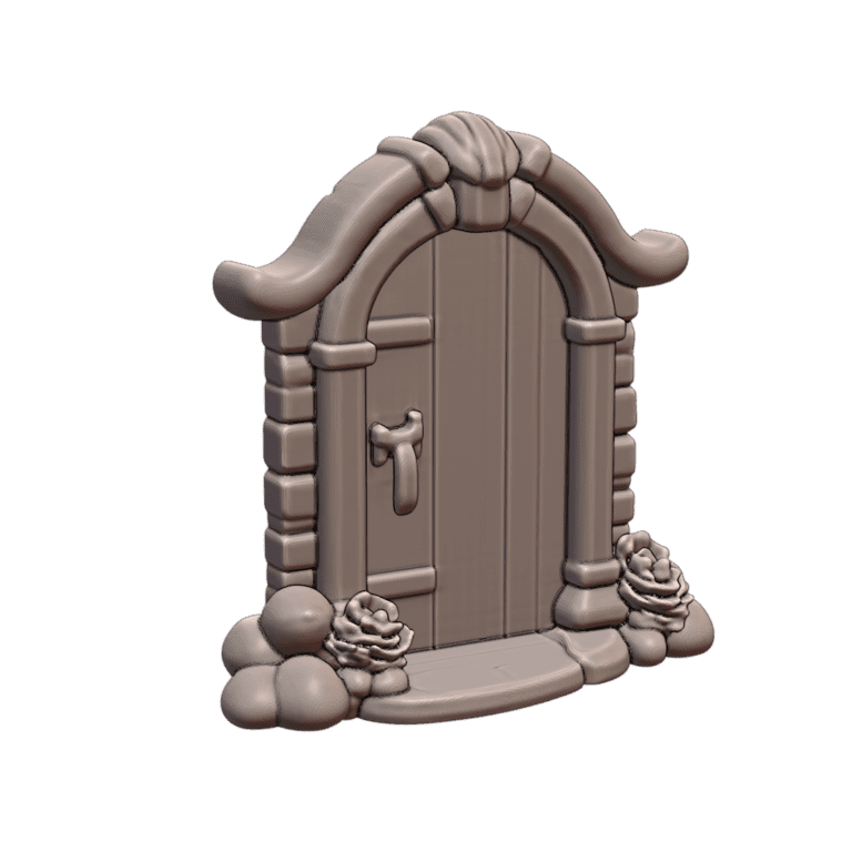 Enchanted Fairy Cottage Door with Stone Details and Flowers MineeForm FDM 3D Print STL File