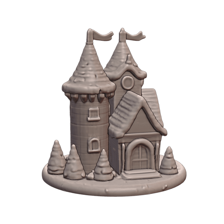 Fairy Garden Cozy Winter Castle with Snowy Towers MineeForm FDM 3D Print STL File