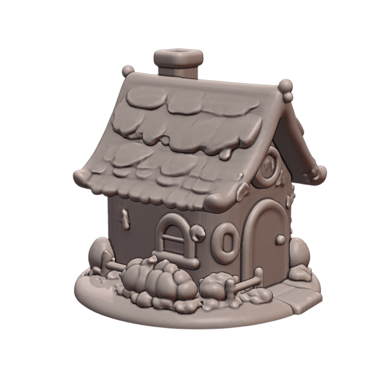 Fairy Garden Enchanted Cottage with Leafy Roof and Chimney MineeForm FDM 3D Print STL File