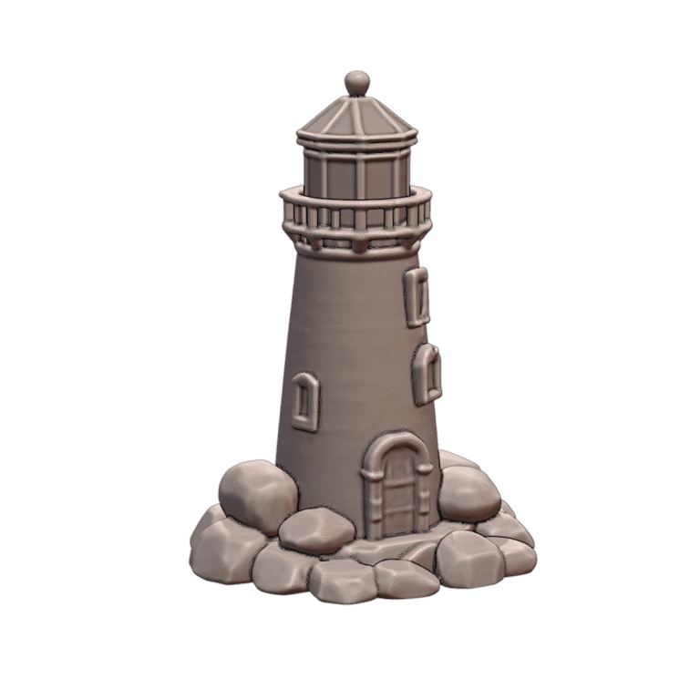 Fairy Garden Lighthouse with Rustic Stone Base for Coastal Scenes MineeForm FDM 3D Print STL File