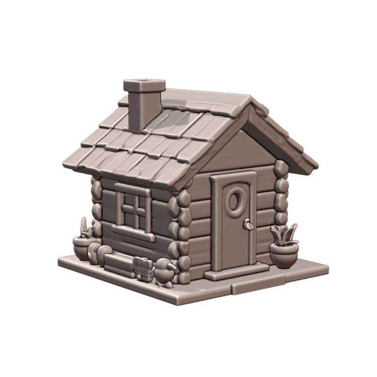 Fairy Garden Rustic Log Cabin with Chimney for Outdoor Decor MineeForm FDM 3D Print STL File