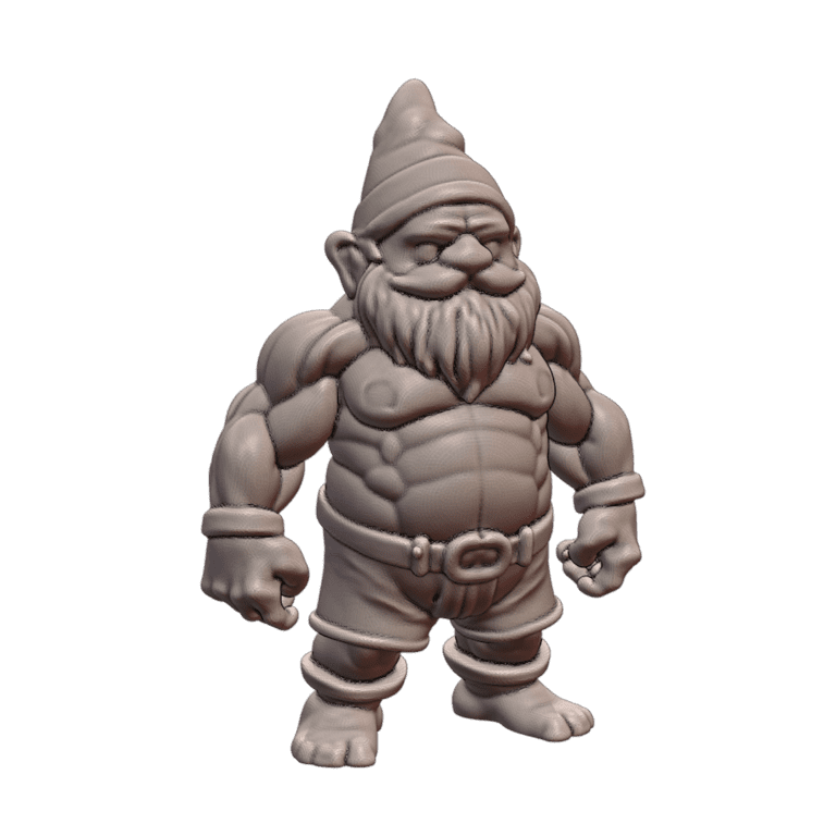 Fairy Garden Strongman Gnome with Defined Muscles MineeForm FDM 3D Print STL File