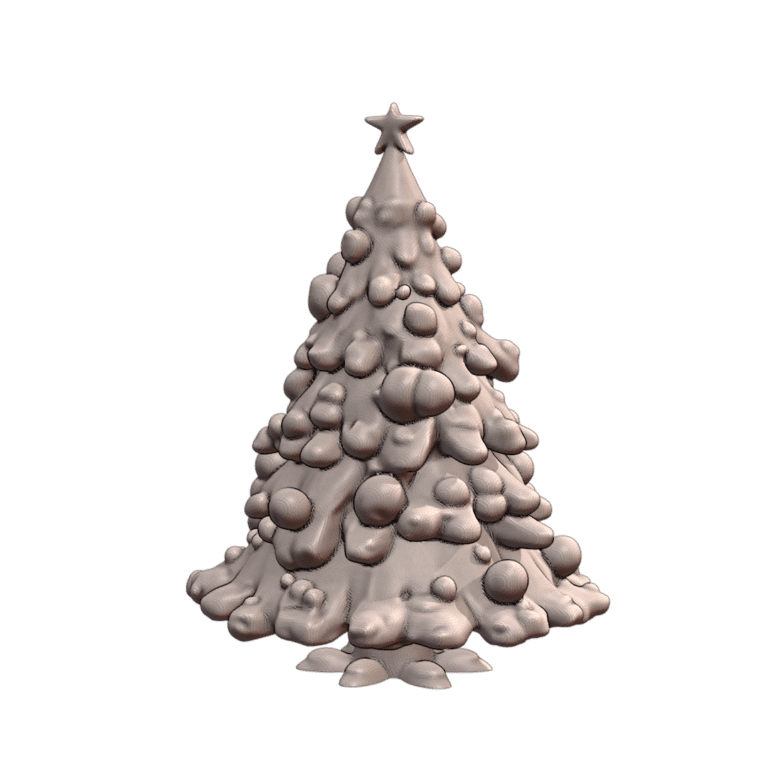 Festive Snow-Laden Christmas Tree for Holiday Decor MineeForm FDM 3D Print STL File