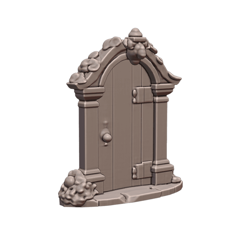 Garden Statue Whimsical Arched Fairy Door with Mossy Accents MineeForm FDM 3D Print STL File