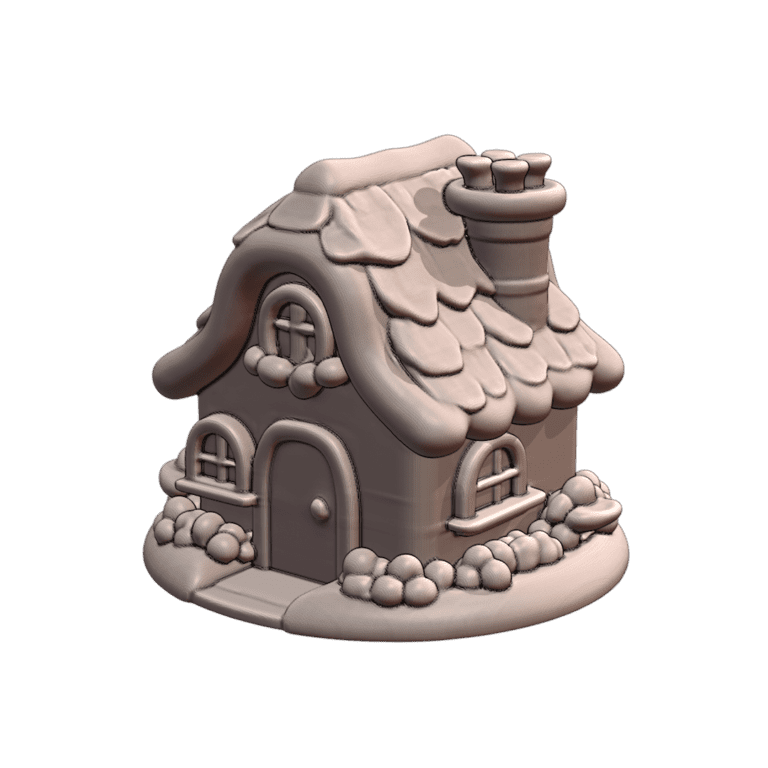 Holiday Christmas Cottage with Snowy Roof and Charming Windows MineeForm FDM 3D Print STL File