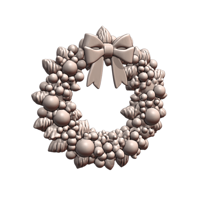 Holiday Christmas Decor Festive Wreath with Bow Ornament MineeForm FDM 3D Print STL File