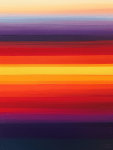 Vibrant Horizon with Bold Stripes of Warm Red and Orange Tones Merging into Deep Purple Hues at Dusk Landscape Abstract 18 X 24 Inch MineeForm Wall Art Poster