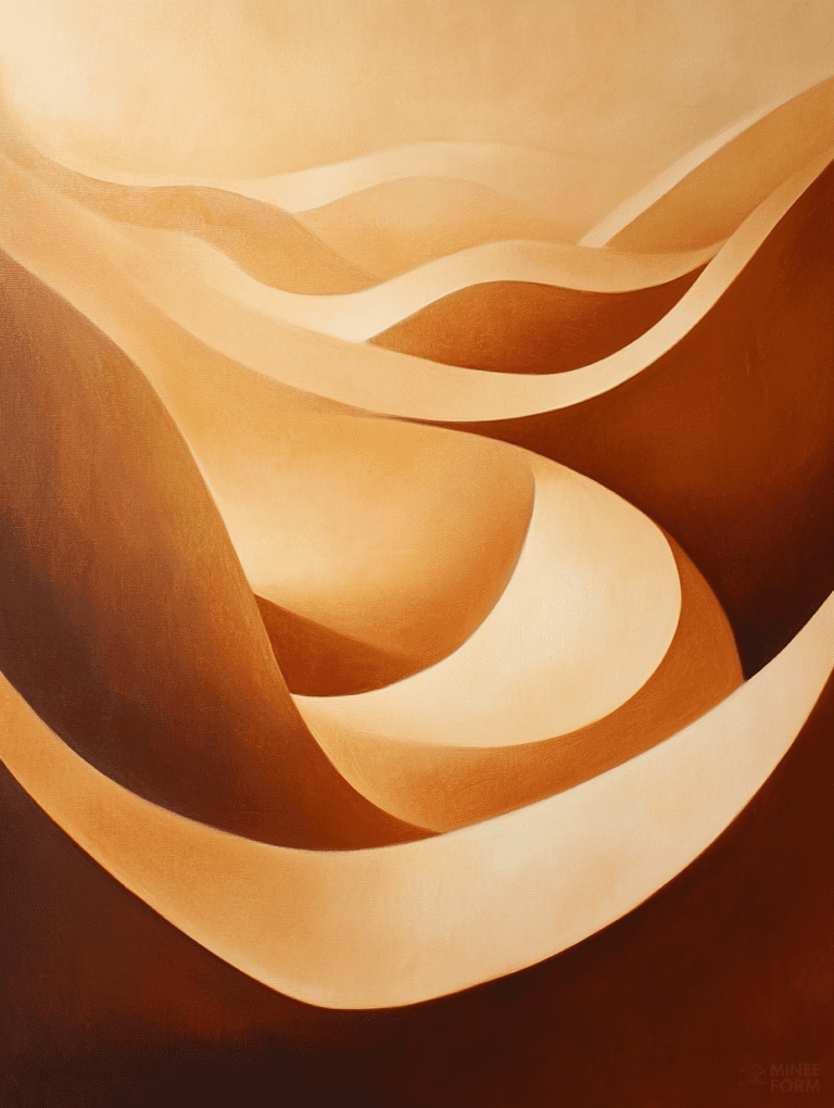 Flowing Sand Dunes in a Golden Desert Landscape with Soft Light and Smooth Textures Landscape Abstract 18 X 24 Inch MineeForm Wall Art Poster