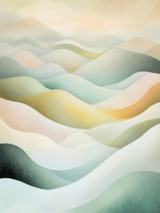 Softly Blended Rolling Hills in Gentle Pastel Hues with Subtle Gradients of Green and Cream Forming a Serene Dreamlike Landscape Landscape Abstract 18 X 24 Inch MineeForm Wall Art Poster