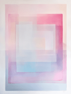 Subtle Layers of Pastel Hues Converging in a Soft Geometric Dance of Color and Light Minimalist Abstract 18 X 24 Inch MineeForm Wall Art Poster