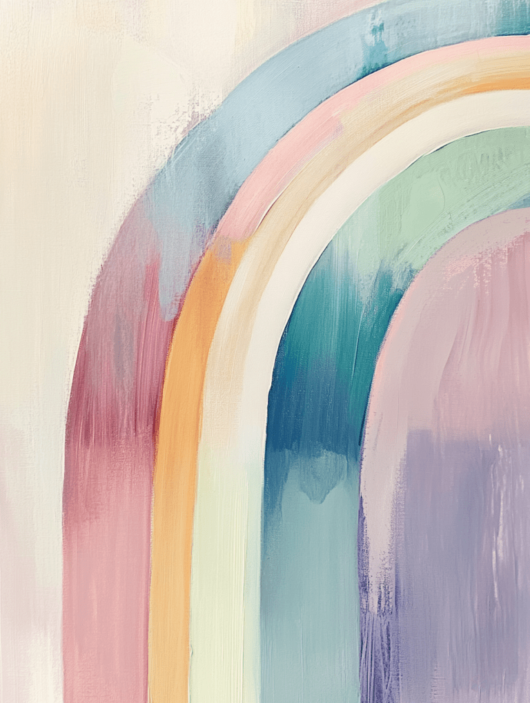 Harmonious Curves of Blended Pastels and Soothing Hues Creating a Soft Abstract Rainbow Effect Minimalist Abstract 18 X 24 Inch MineeForm Wall Art Poster