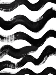 Bold Black and White Undulating Stripes Creating Rhythmic Visual Harmony with Dynamic Brushstroke Texture Minimalist Abstract 18 X 24 Inch MineeForm Wall Art Poster