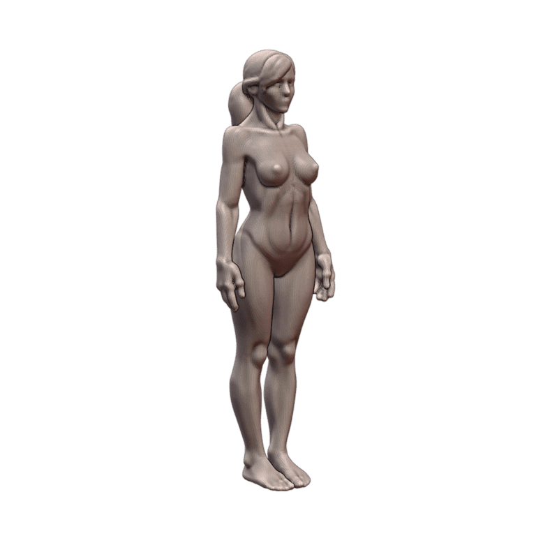 NSFW Graceful Wife Nude Woman Sculpture with Ponytail Hairstyle MineeForm FDM 3D Print STL File