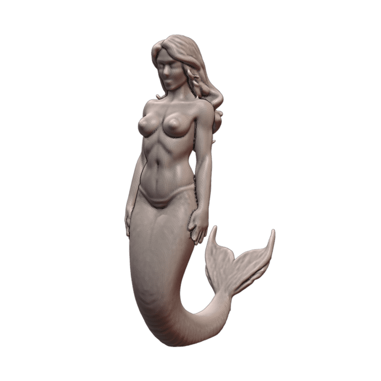 NSFW Mythical Nude Mermaid with Long Hair and Tail MineeForm FDM 3D Print STL File