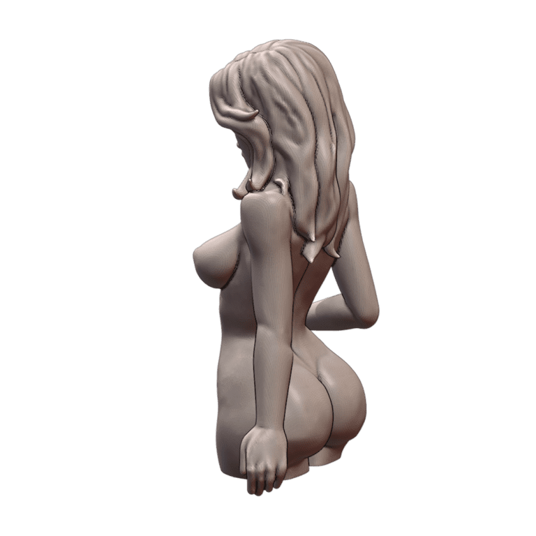 NSFW Nude Female Bust with Graceful Pose and Flowing Hair MineeForm FDM 3D Print STL File