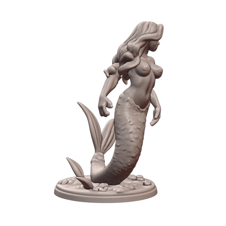 NSFW Nude Mermaid Statue with Ocean Floor Display MineeForm FDM 3D Print STL File