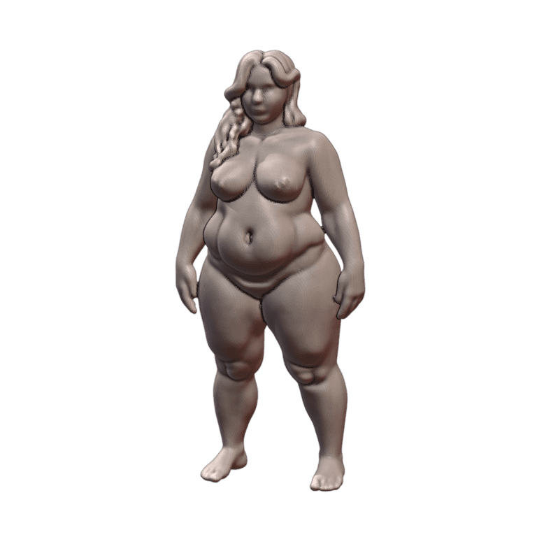 NSFW Thick Curvy Voluptuous Female Nude Figurine in Natural Pose MineeForm FDM 3D Print STL File