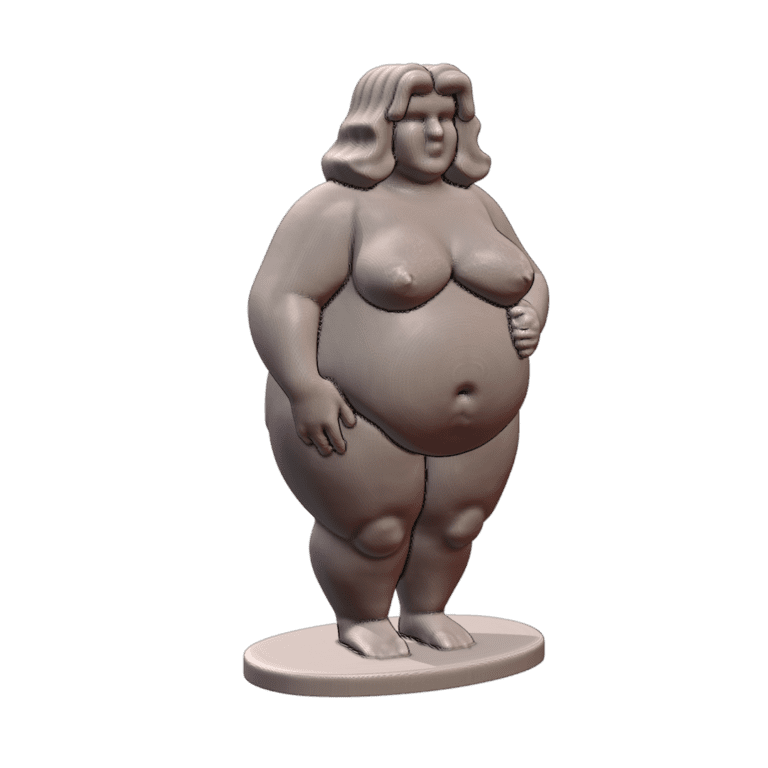 NSFW Voluptuous Female Nude Figurine with Hand on Belly MineeForm FDM 3D Print STL File