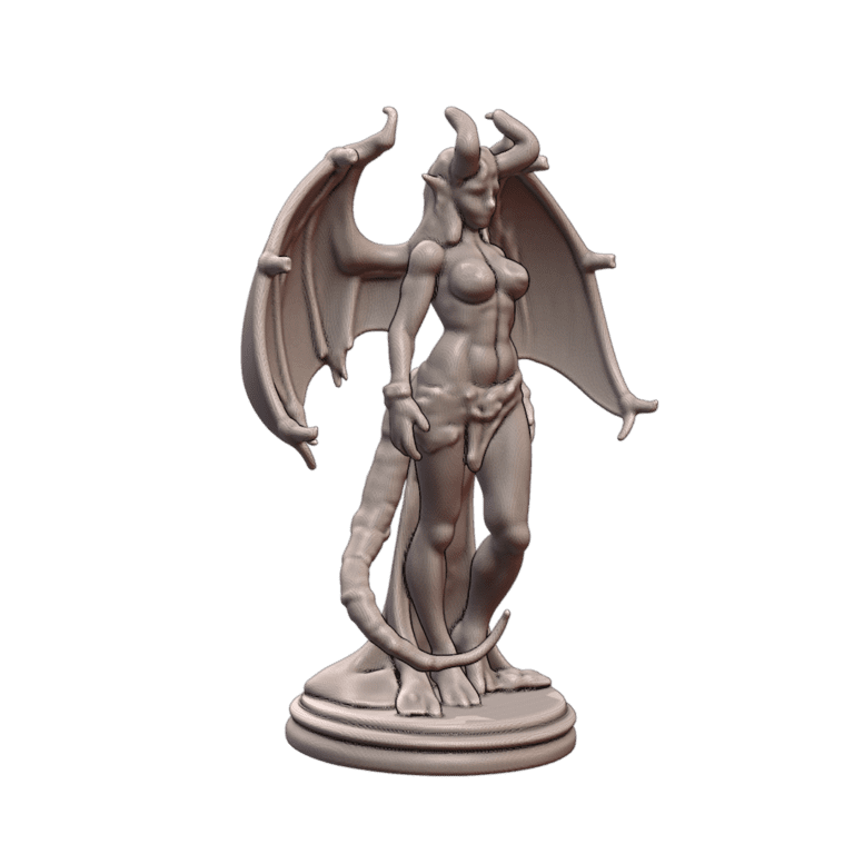 NSFW Winged Female Demon Statue in Striking Pose MineeForm FDM 3D Print STL File