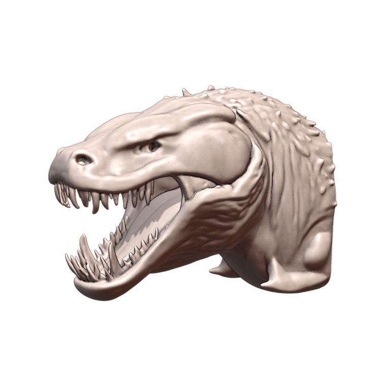 Quarter Scale Ferocious Reptilian Beast Head Trophy Wall Art MineeForm FDM 3D Print STL File