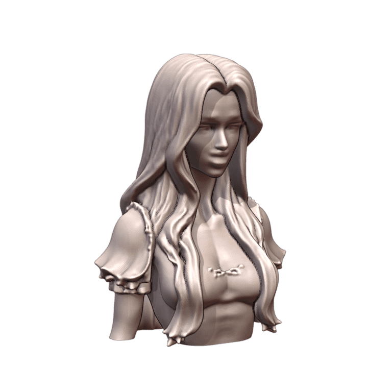 Quarter Scale Graceful Woman with Wavy Hair Bust Sculpture