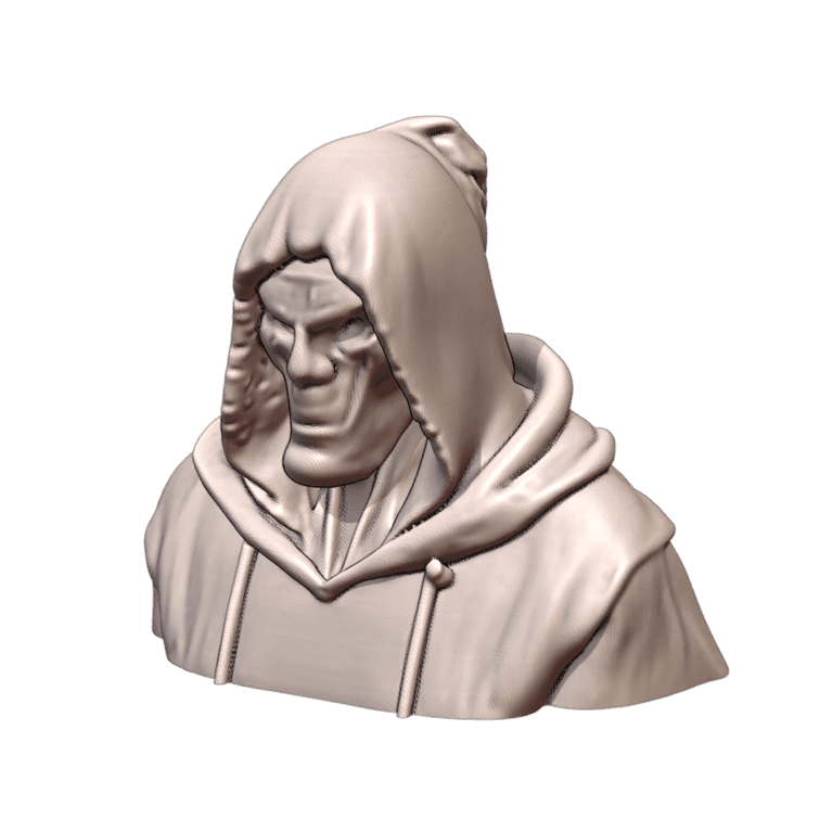 Quarter Scale Skeletal Hooded Guardian Bust for Fantasy Decor