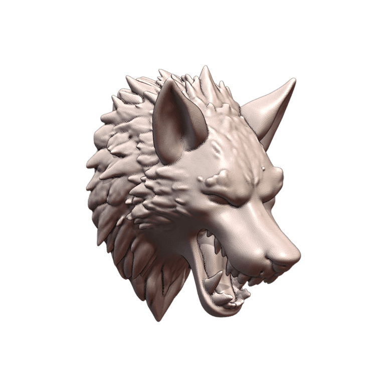 Quarter Scale Snarling Wolf Trophy Bust for Wall Display MineeForm FDM 3D Print STL File