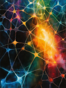 Vibrant Interconnected Neural Network in a Spectrum of Radiant Colors Biology Abstract 18 x 24 Inch MineeForm Wall Art Poster