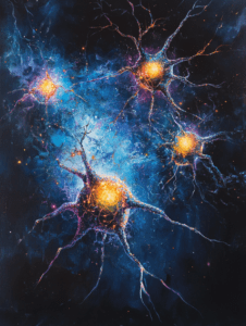 Ethereal Cosmic Connection of Luminous Neurons Radiating in a Vibrant Celestial Background Biology Abstract 18 x 24 Inch MineeForm Wall Art Poster