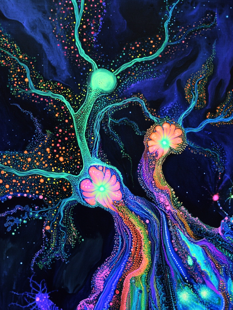 Vibrant Cosmic Cells and Interconnected Neuron Pathways in a Colorful Galactic Nebula Biology Abstract 18 x 24 Inch MineeForm Wall Art Poster