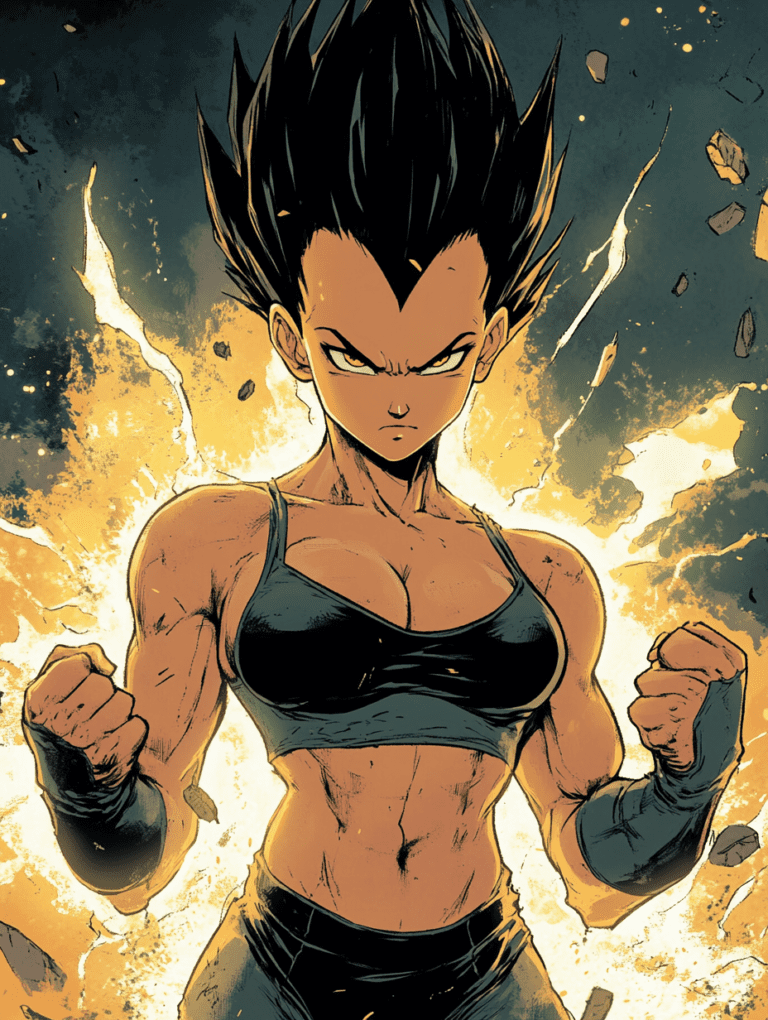 Epic Power Unleashed Vegeta in Majestic Battle Aura with Intense Stare and Fiery Background DBZ Hot Girl Fan Art 18 X 24 Inch MineeForm Wall Art Poster