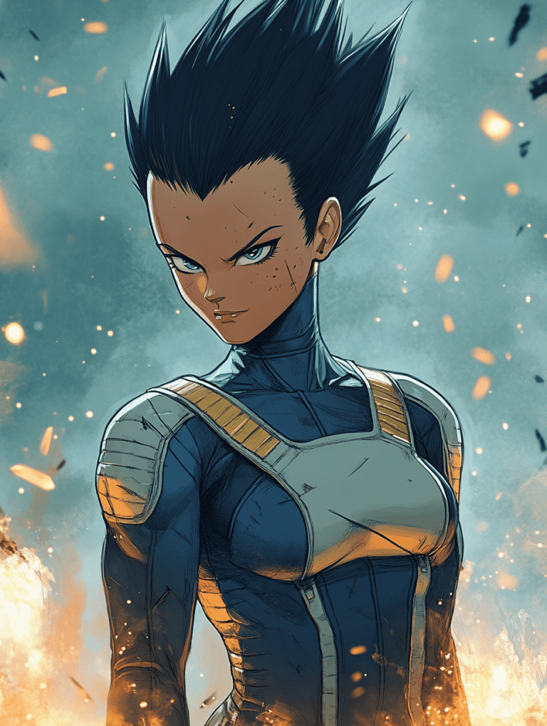 Fierce Warrior Vegeta Standing Strong Amidst Battle with Fiery Aura and Intense Gaze DBZ Hot Girl Fan Art 18 X 24 Inch MineeForm Wall Art Poster