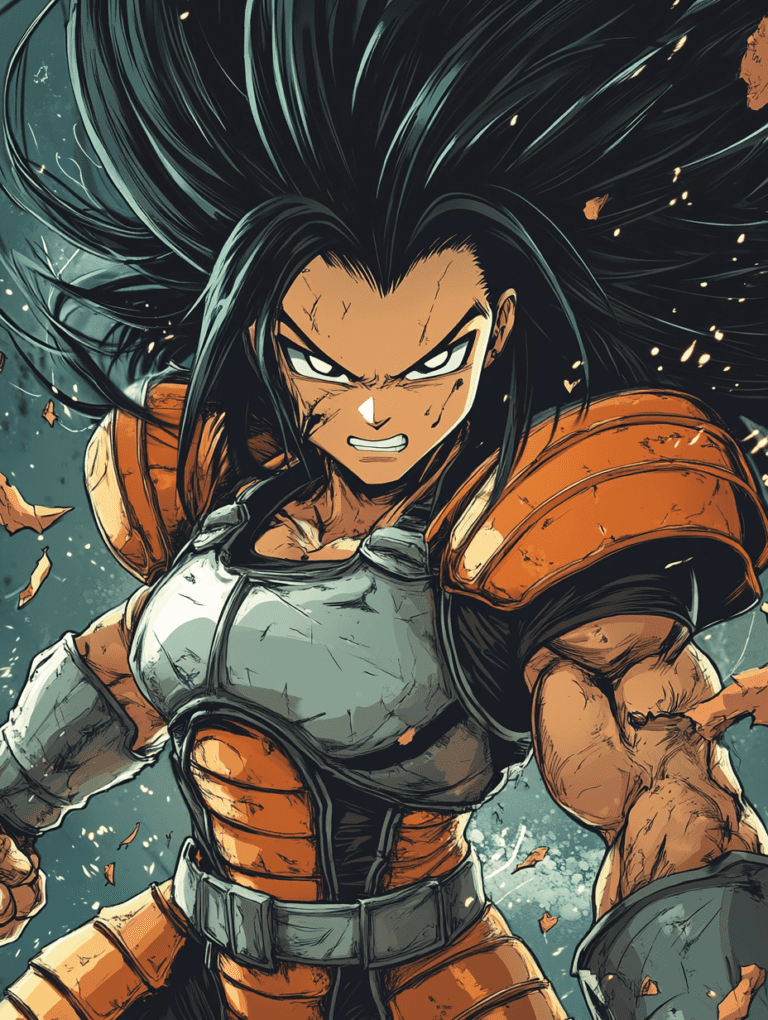 Powerful Saiyan Warrior in Battle Ready Armor with Fierce Gaze and Dynamic Pose Raditz DBZ Hot Girl Fan Art 18 X 24 Inch MineeForm Wall Art Poster