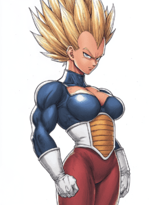 Regal Saiyan Warrior with Golden Hair and Intense Stare Wearing Armor Vegeta DBZ Hot Girl Fan Art 18 X 24 Inch MineeForm Wall Art Poster