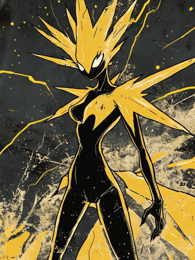 Electrifying Zapdos with Striking Yellow Accents and a Dynamic Pose Amidst an Energetic Stormy Background Pokemon Hot Girl Fan Art 18 X 24 Inch MineeForm Wall Art Poster