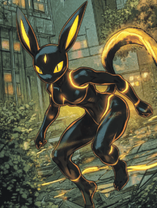 Umbreon Leaping Through an Overgrown Urban Landscape Illuminated by Glowing Markings in a Dynamic Night Scene Pokemon Hot Girl Fan Art 18 X 24 Inch MineeForm Wall Art Poster