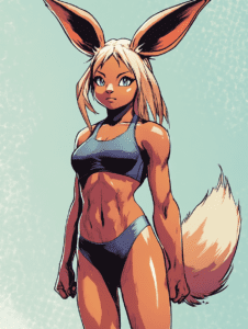 Dynamic Reimagining of Eevee as a Strong and Athletic Character with Signature Ears and Fluffy Tail Pokemon Hot Girl Fan Art 18 X 24 Inch MineeForm Wall Art Poster