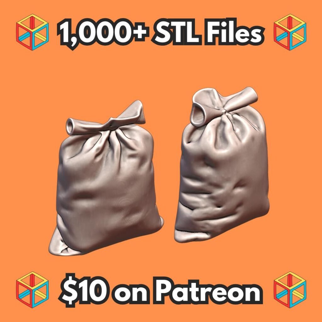 28mm DND Adventurer's Loot Bags for Fantasy RPG MineeForm FDM 3D Print STL File