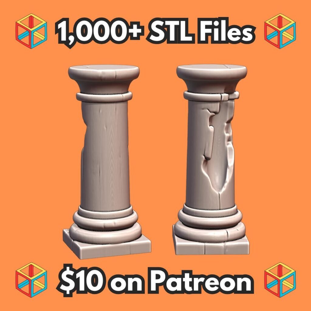 28mm DND Ancient Ruins Weathered Pillar Column Model MineeForm FDM 3D Print STL File