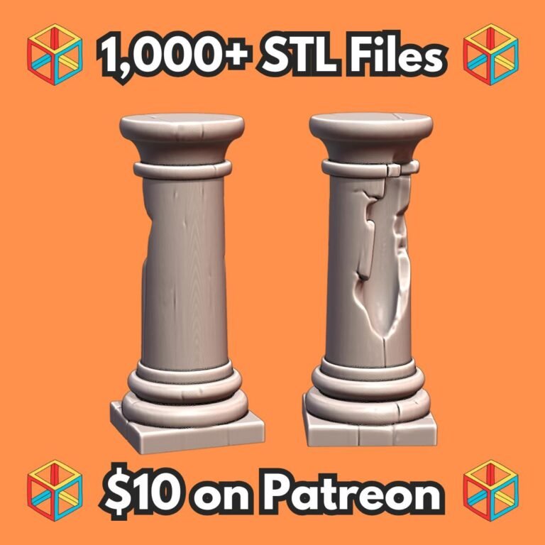 28mm DND Ancient Ruins Weathered Pillar Column Model MineeForm FDM 3D Print STL File