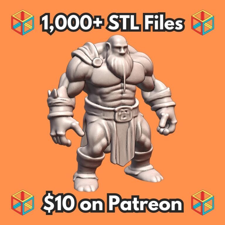 28mm DND Bearded Barbarian Warrior Fantasy Miniature MineeForm FDM 3D Print STL File