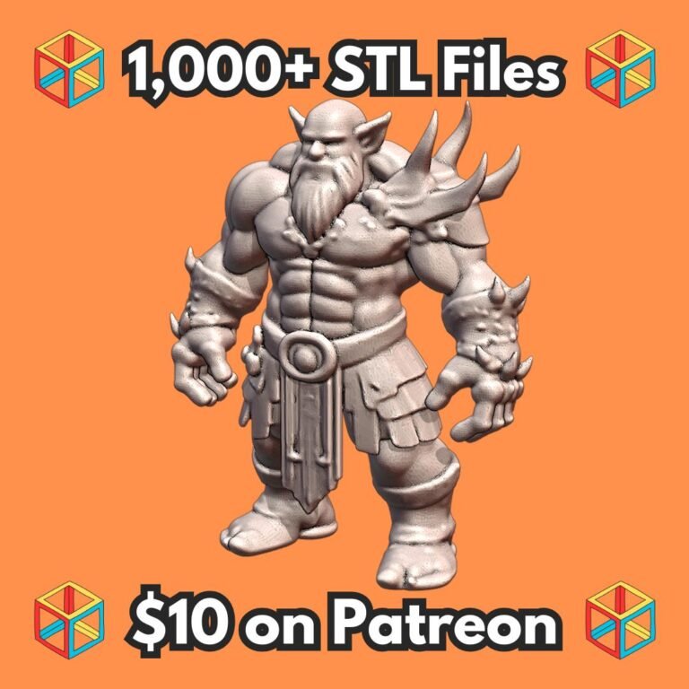 28mm DND Brutal Orc Warrior with Spiked Arm Guards Miniature MineeForm FDM 3D Print STL File