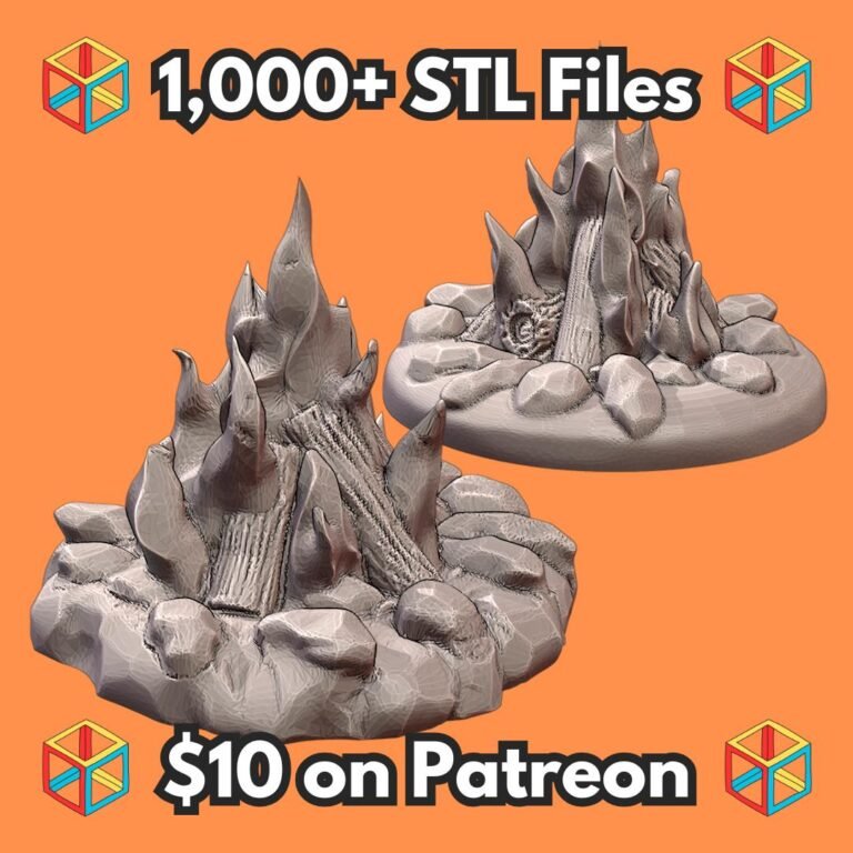 28mm DND Campfire Fantasy Terrain Miniature for Tabletop Gaming MineeForm FDM 3D Print STL File