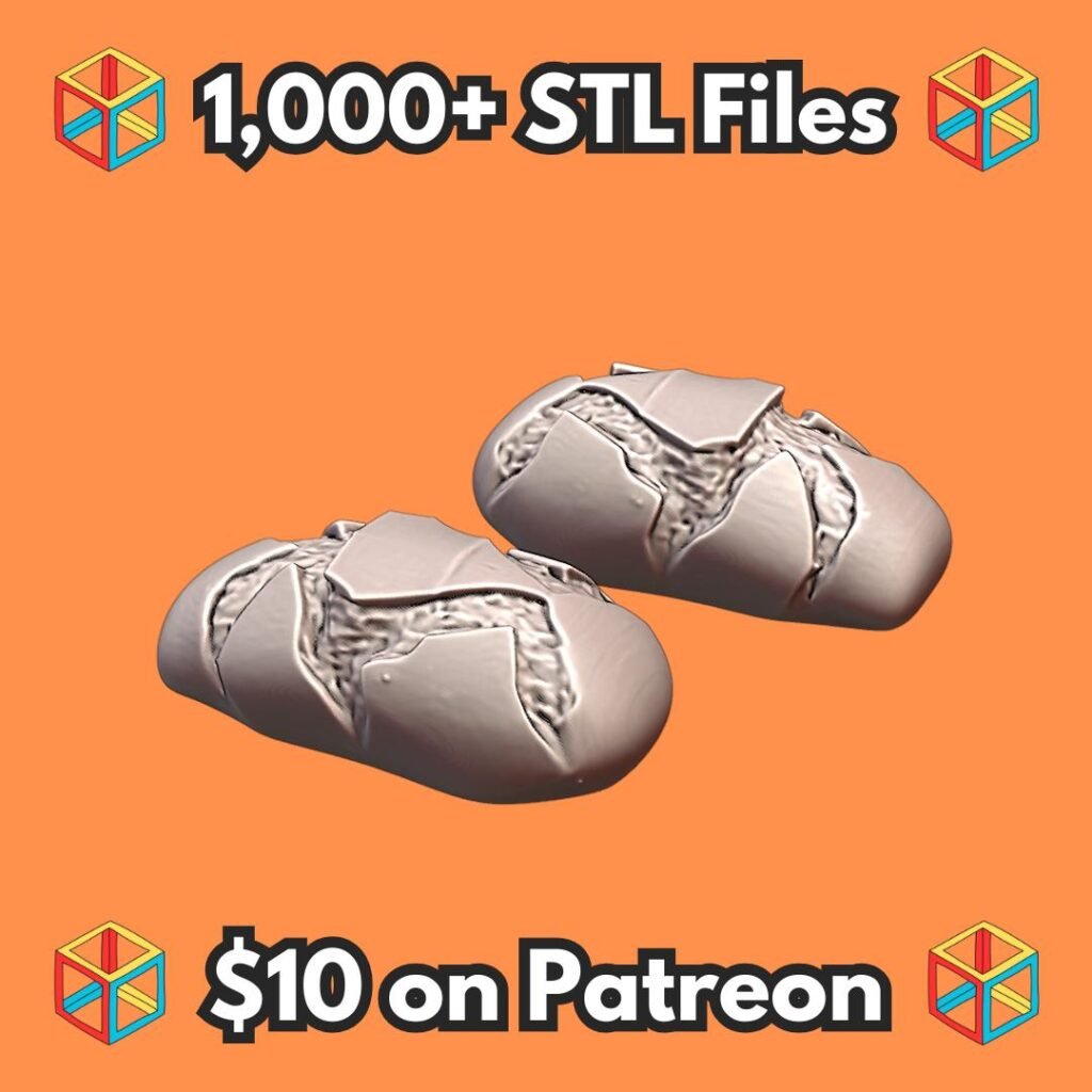 28mm DND Cracked Tavern Artisan Bread Terrain Pieces MineeForm FDM 3D Print STL File