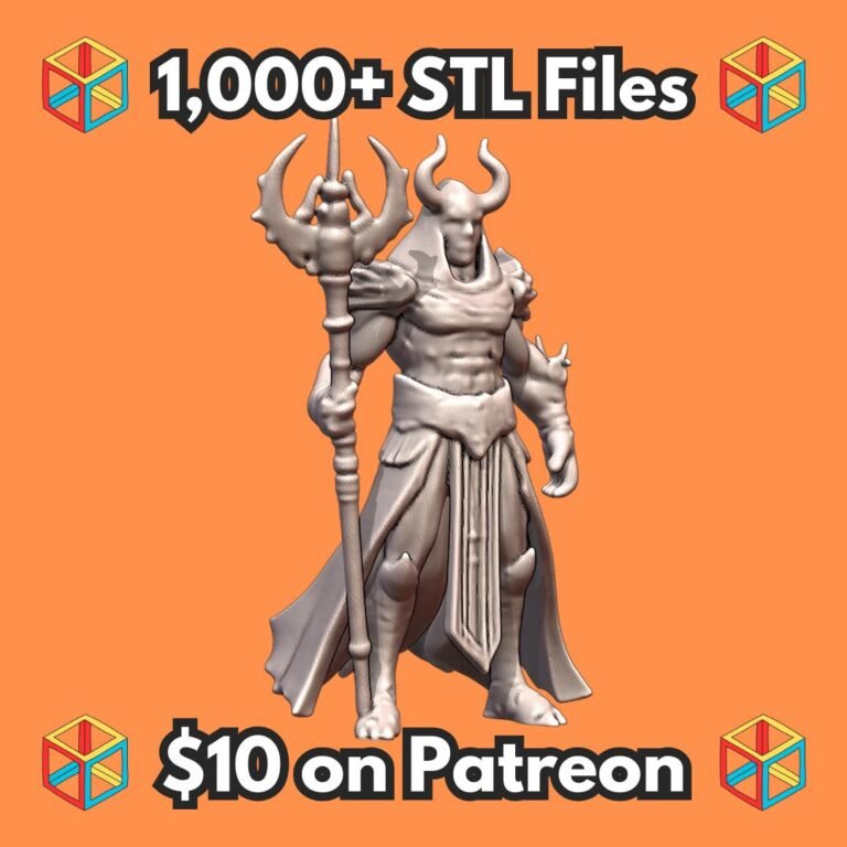 28mm DND Dark Horned Ritualist with Staff of Power Fantasy Miniature MineeForm FDM 3D Print STL File
