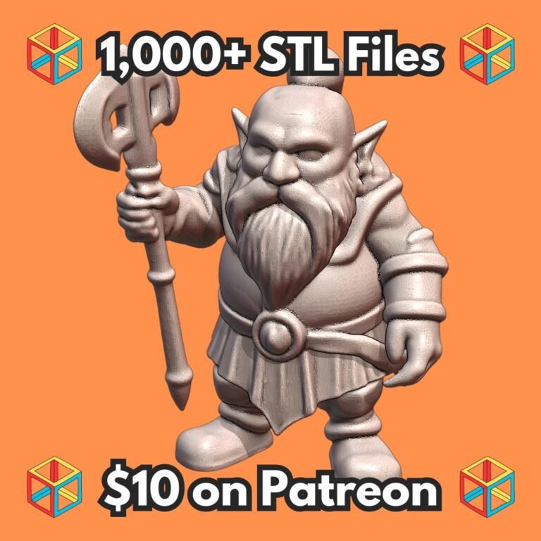28mm DND Dwarven Guardian with Battle Axe MineeForm FDM 3D Print STL File