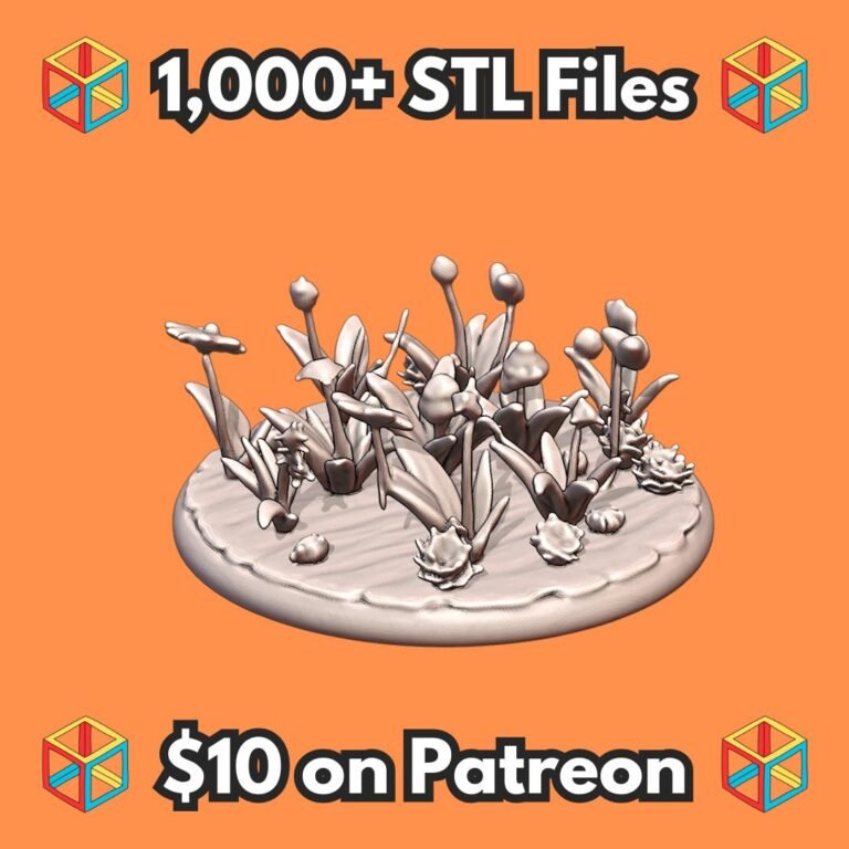 28mm DND Fantasy Lush Flora Wildflower Patch Terrain MineeForm FDM 3D Print STL File