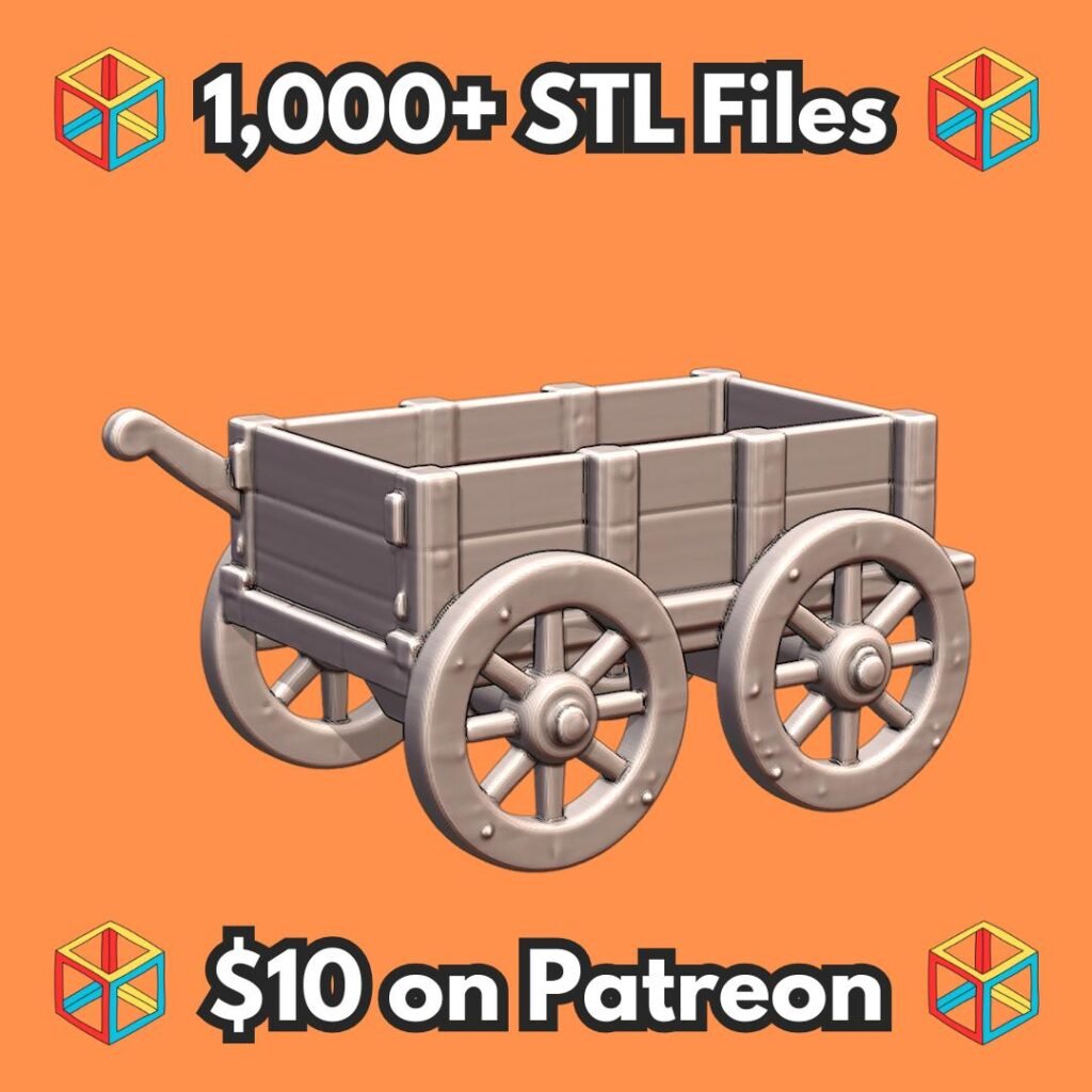 28mm DND Fantasy Merchant Cargo Wagon for Supplies MineeForm FDM 3D Print STL File