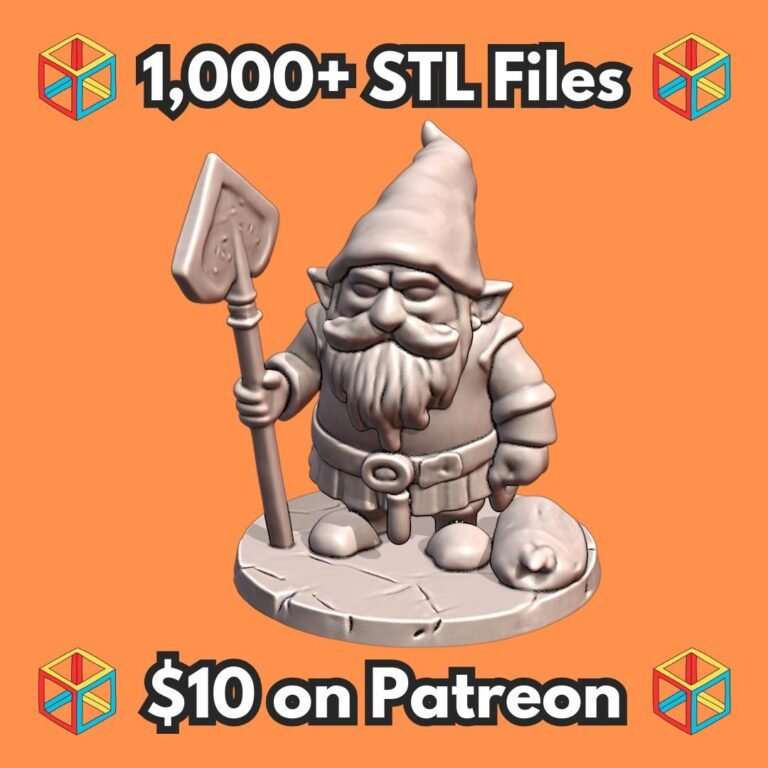28mm DND Fantasy Mini Classic Gnome Dwarf Holding Spade MineeForm FDM 3D Print STL File
